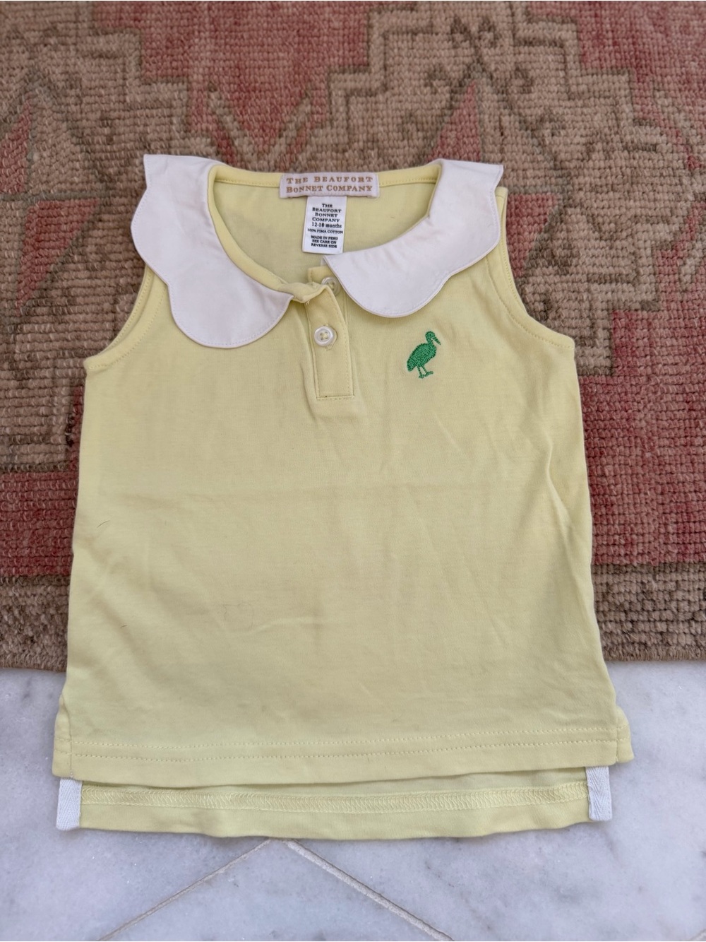 The Beaufort Bonnet Company Yellow Tank Top with White Peter Pan Collar